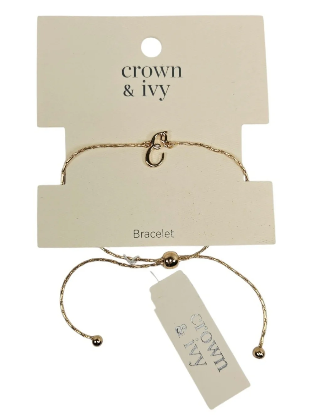 NWT Crown & Ivy Gold-Tone Monogram Script Initial 